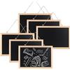 SHUESS Confezione da 6 lavagne da appendere A4 con cordino, 20 x 30 cm, lavagna nera con cornice in legno, lavagna da cucina per matrimoni, compleanni, bar, buffet e feste