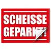easydruck24de Foglietto adesivo "Scheiße geparkt!" per parabrezza, rosso, blocco da 50 fogli, formato DIN A7 - Adesivi per chi parcheggia come vuole