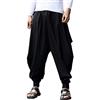ONTTNO Men's Harem Pants Loose Stretchy Waist Casual Hippie Trousers (Black)