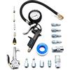 YOTOO Kit di accessori per compressore d'aria resistente, 18 pezzi, kit di utensili ad aria NPT da 1/4 con manometro per gonfiaggio pneumatici da 100 PSI, pistola ad aria compressa resistente e