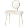 Tavolo Trucco Con Specchio E 2 Cassetti Per Accessori, In Legno, 80x40x123 Cm, Bianco