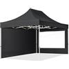 TOOLPORT Gazebo Pieghevole Giardino 3x4,5m - 2 Laterali (finestre panoramiche) Telo 700N Poliestere Idrorepellente Padiglione Mercati Sagre Nero