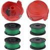 Hujago Bobine A6486 A6486-XJ A6482 e tappi per bobina 90583594 per decespugliatore Black and Decker GL7033 GL7033-QS GL8033 GL8033-QS GL9035 GL9035-QS STB3620L STC5433 3 STC5 433B STC5433B-QW STC5433PC-QW