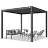 TOOLPORT PRIMEYARD Pergola 3x3 m montanti in alluminio con tetto a doghe in acciaio gazebo da giardino antracite