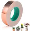 Abiemuce 30mm x 20m Nastro Lamina Rame, Rame Foil Tape, Nastro Biadesivo Conduttivo in Lamina di Rame EMI, Nastro Schermante Autoadesivo Nastro di Rame per Piante da Aiuola Rialzata, Saldatura