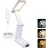 Carehabi Lampada da Scrivania Lampada da Tavolo senza Fili 3600mAh Pieghevoli Lampada da Comodino 5 Colori e Livelli di Luminosità Timer 45min Funzione Orologio per Lettura/Studio/Ufficio