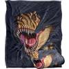 LOGOVISION Jq Licensing - Jlo T-Rex Ripping Dinosaur Coperta super morbida al tatto setoso - 152 x 127 cm