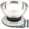 Salter Bilancia da cucina con ciotola - misura multipla, misure liquido, 5kg/11lbs capacità massima, ciotola in acciaio 2l, display LCD, acciaio inossidabile, doppio uso