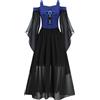RUNQHUI Bambina Ragazza Vestito Medievale Maniche Svasate Costume Rinascimentale Medievale Abito per Halloween Carnevale 5-16 Anni, blu royal, 15-16 anni