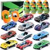 Cleboen Set di Auto Giocattolo con Uova Sorpresa - Macchinine in Metallo 12 Pezzi, Mini Auto Blind Box Cars Giocattolo, Veicoli a Ritorno, Regalo di Pasqua e Compleanno per Bambini dai 3 ai 8 Anni