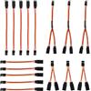 BTFO 10pz Cavi di Estensione per Servo & 6pz Divisori a Y, 8cm 17cm Fascio di Cavi a Y 12cm 16,8cm Cavo Estensione Maschio-Femmina 3 Pin per Auto RC Drone Compatibile con JR Futaba Spektrum