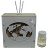 DLM Bomboniere DLM-A1338 Bomboniera profumatore a led cm 10x10x4 in legno colore bianco e panna con profumo e scatola modelloMondo Mappamondo per Cresima utile Diffusore prodotto in Italia