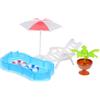 Toyvian Accessori Miniatura Piscina Casa Delle Bambole con Anello Nuoto Ombrellone Spiaggia per Gioco e Decorazioni Giardino Fatato