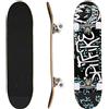 Drumm Skateboard Bambino, Skateboard Principianti, Doppio Kick Maple Deck Concavo Cruiser, 7 Strati di Legno d'acero, ABEC-7 Cuscinetti, Ruota in PU, Carico Max 150 kg