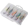 Generico Set da 5 Esche a Foglia Finta Glitterate, Jig in Ferro per Lancio Lungo, Affondante Rapido, Esca Biomimetica per Spinning, Mare e Acqua Dolce