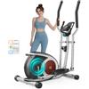 YONISEE Ellittica da Casa, Ellittiche con 16 Livelli di Resistenza Magnetica, Display LCD con Bluetooth e Ruote di Trasporto, Attrezzo per L'allenamento Completo del Corpo a Casa con Portabottiglia (Nero)