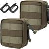 LZAQHMT Confezione da 2 Mini Marsupio Tattico edc Molle - 4x4 Marsupio GP con 4 Anelli A D E Tasca Trasparente Rimovibile per Documenti D'identità, Organizer Compatto Cintura(Ranger Green)