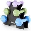 KM KM Fit KM-Fit Set manubri 12 kg con supporto | Manubri in neoprene 1-3 kg | Impugnatura ergonomica in ghisa antiscivolo | Antirotolamento | Fitness & allenamento forza a casa