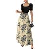 Generisch Moda Estiva 2026 Abito Casual da Donna con Elegante Motivo Floreale, Gonna Lunga in Seta, Comodo e Traspirante, Adatto per Occasioni Speciali., S