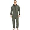 Dasongff Tutina da uomo Pigiama tuta con cappuccio con zip a maniche lunghe in pile abbigliamento un pezzo invernale caldo, verde, M