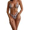 zalati Bikini a triangolo da donna, costume da bagno due pezzi con stampa leopardata sexy, coppe imbottite e spalline regolabili per vacanze al mare, crociera o piscina
