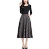 BiilyLi Gonna Lunga Invernale Donna Vintage Vita Alta Scozzese Gonne Elegante A-Linea Midi Skirt con Tasca Grigio -S(Vita Elastica: 66 cm)