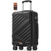 SONGMICS Valigia Rigida, Trolley da Viaggio, Chiusura TSA, Cinghia Inclusa, Bagaglio in ABS con 4 Ruote Doppie, Valigia Bagaglio a Mano da Cabina, M, 55 x 36 x 20 cm, Nero Inchiostro RLP001B101