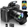 IGXHAVIZ Fotocamere digitali 8K per fotografia autofocus, WiFi 88MP Vlogging fotocamera con doppia lente, flash, zoom digitale 16x, touch screen, fotocamera da viaggio anti-shake con paraluce, scheda