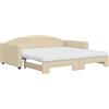 vidaXL Lettino allungabile con materassi crema 100x200 cm in tessuto