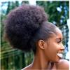 JIANBOHAIRS Coda di cavallo sintetica afro con coulisse, 10 pollici, capelli corti e ricci crespi, extension for capelli con 2 clip for Thinning Hair(Natural black)