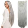 CAISHA Clip Da 8 Pezzi Nelle Extension Per Capelli Parrucchino Sintetico Voluminoso liscio M Grigio Chiaro CES28