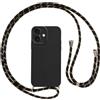 Vauki Cover con Cordino per iPhone 17, Custodia con Laccio Collana Tracolla Collo Silicone Antiurto TPU Custodia Opaca Protettiva Case per iPhone 17 6.3,Oro Nero