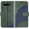 BoxTii Cover per Galaxy S10, Custodia in PU Pelle Portafoglio per Samsung Galaxy S10, Magnetica Cover a Libro con Slot per Schede, Verde