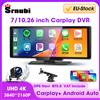 srnubi Schermo Carplay wireless da 7/10,26" per auto, Dash Cam 5G Wifi 4K DVR per auto, videoregistratore di navigazione GPS a doppia lente Android Auto, FM AUX