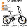 PVY Bicicletta Elettrica Pieghevole PVY Z20 PRO EVO 500W con Sensore di Coppia, Batteria 36V 14.5AH, Pneumatici da 20 Pollici, E-bike Urbana per Adulti