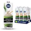 Thai Coco 100% acqua di cocco biologica - Rinfresco naturale dalla Thailandia - Certificata biologica, senza zucchero, 6 x 1L Tetra Pak - Gusto fresco da noci di cocco biologiche