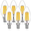 Genixgreen Lampadine Dimmerabile E14 C35 6.5W 806LM Edison Vintage LED Lampadine di Ricambio da 65 W, Luce Bianca Calda 2700K Vintage Lampadina Dimmerabile, Confezione da 6