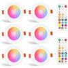 ChangM Faretti LED da Incasso per Cartongesso, 7W 700LM Luci da Soffitto Interno, RGB+2700K 4500K 6000K, Faretto led incasso IP44, Diametro Foro Ø75-90mm, AC 220-240V, Set di 6