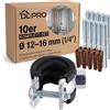 DL-PRO Fascetta stringitubo a vite 1/4, Ø 12-16 mm, protezione acustica EPDM, con vite prigioniera M8, tasselli, supporto per tubi sanitari, set da 10 pezzi