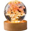 MCHERRY Sfera di cristallo 3D, luce notturna, modello planetario con illuminazione a LED, sfera di cristallo 3D con base in legno USB, per Natale, giorno del Ringraziamento, compleanno, lampada da