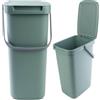 KADAX - 12 Litri - Pattumiera con Coperchio e Manico, in plastica, per la Selezione selettiva, Rettangolare con Coperchio a Cerniera - Verde