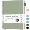 RETTACY Quaderno A4 a Puntini, Bullet Dot Journal, Blocco Leggero da College, 55 Fogli / 110 Pagine per Scrivere, 100gsm, Copertina in PVC, per Donne Uomini Lavoro Ufficio, 21,5 x 27,9 cm - Verde
