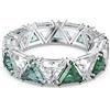 Swarovski Anello Cocktail Millenia, Cristalli Taglio Triangle, Verde, Placcato Rodio
