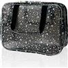 TotePrint Trousse impermeabile in PVC con stelle, 15 x 12 x 20 cm, Grigio, 30x13x21 cm, Borsa con manico con stampa a stelle