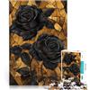 LKASGCBY Puzzle 2000 pezzi per adolescenti Vetrate artistiche Rose nere su oro Giochi educativi Ogni pezzo è unico - Gioco divertente e stimolante per tutta la famiglia 70x100cm
