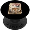 Japanese Tiger Cherry Blossom Woodblock Opera d'arte vintage giapponese con fiore di ciliegio e fiori di Sakura PopSockets PopGrip Adesivo