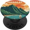 Vintage Hanalei Tee Vintage Hawaii Hawai Retro Hanalei North Shore Kauai Na Pali Montagne Hawaii PopSockets PopGrip Adesivo