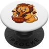 Lion Eating Ramen Funny Japanese Kawaii Leone Kawaii Mangia Ramen Grafica Leone Giapponese Grafica PopSockets PopGrip Adesivo