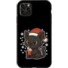 christmas cat hot cocoa santa hat winter Custodia per iPhone 11 Pro Max Gatto di Babbo Natale con cacao caldo