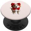 Cute Puppy Bow Art Simpatico cucciolo di fiocco rosso PopSockets PopGrip Adesivo